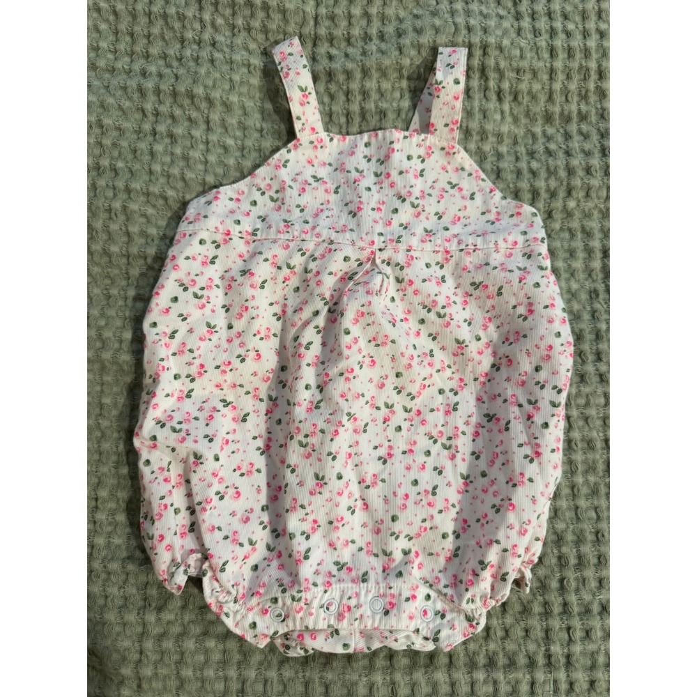 Janie and Jack Baby Girls Floral Corduroy Bubble Romper Pink Rose 6-12 Months
